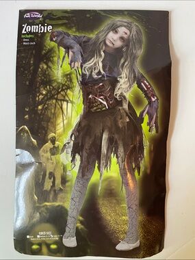 Fun World Girls'  Size Large 12-14 Zombie  Halloween Costume
